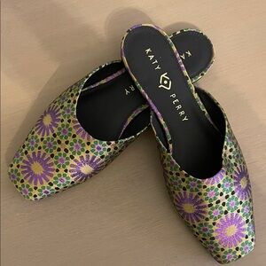 Katy Perry Evie Collection Floral Mules - Purple and Green